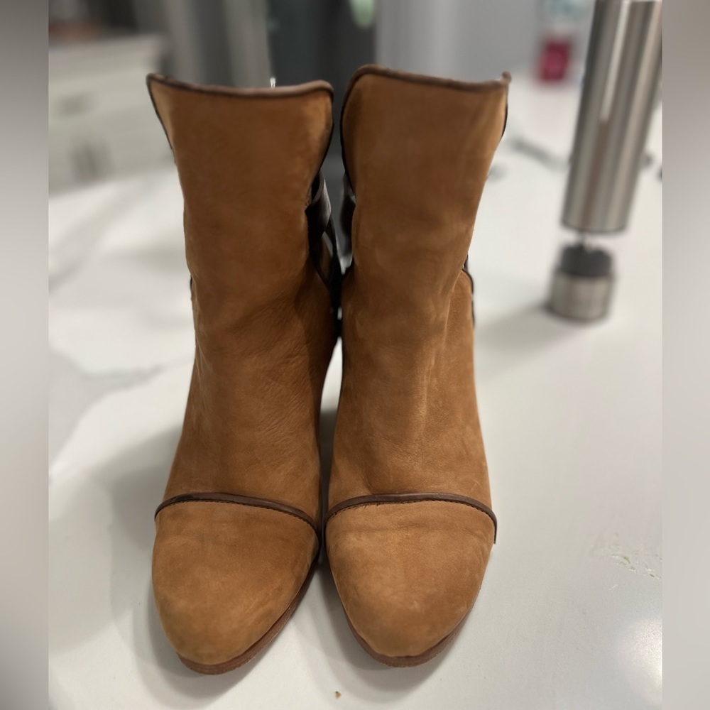Rag & Bone Kinsey‎ Bootie Camel Suede Leather 36.5 / US 6.5 Heel Boots Slip On
